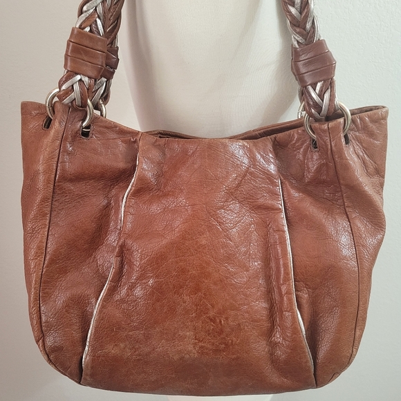 ELLIOTT LUCCA Brown Leather Hobo Bag with Metallic Details - Picture 12 of 15
